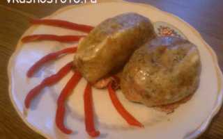 Куриная кожа, фаршированная куриным фаршем