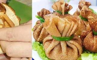 Очень вкусные блинчики мешочки с курицей и грибами